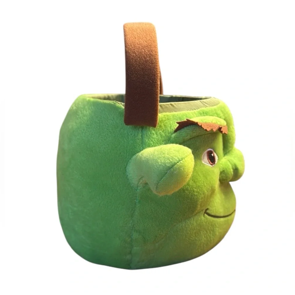 2007 DreamWorks Collectible Shrek Head Plush Easter Halloween Bucket Basket Rare